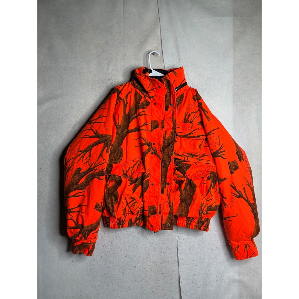 Field & Stream Mens 3XL Blaze Orange Camo Hunting Jacket Waterproof Bomber Coat